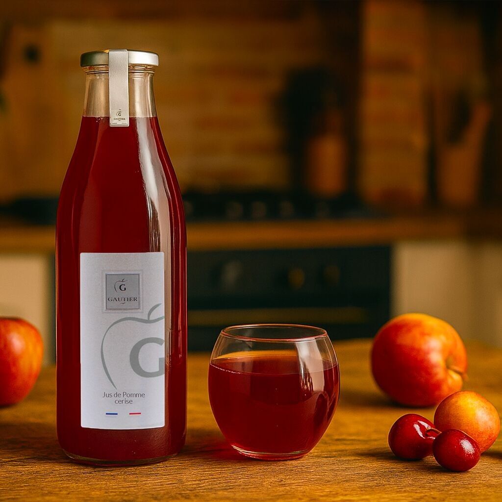 Pur jus pomme cerise 1L - 100% français / sans sucre ajouté