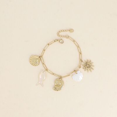 Pulsera - conchas, sol, pez y concha perlada