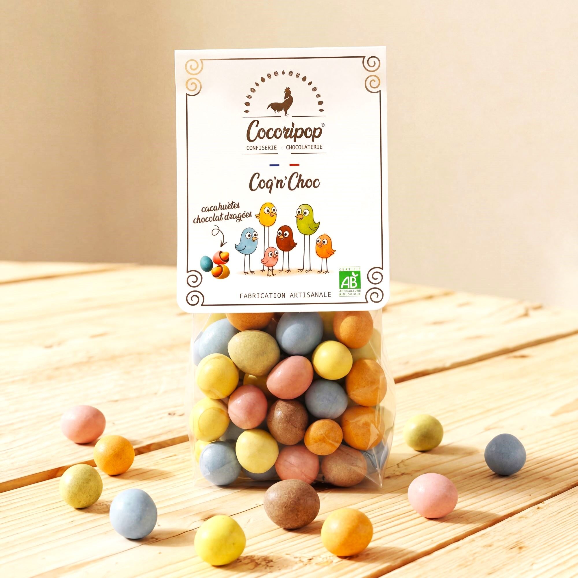 Coq n' Choc (cacahuète chocolat dragée)