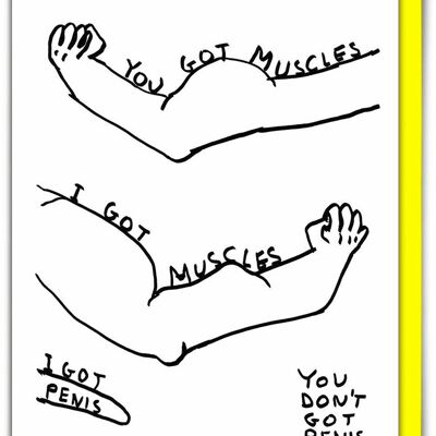 Lustige Geburtstagskarte von David Shrigley – Du hast Muskeln