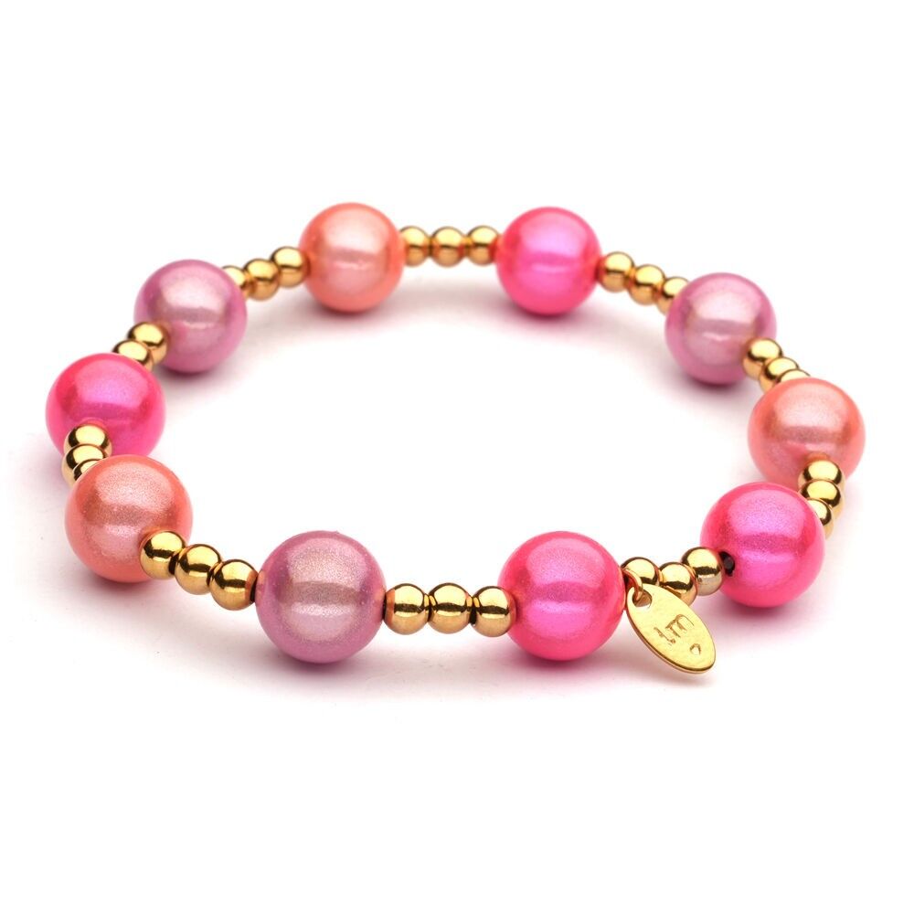 Bracciale LizzyMae in acciaio inossidabile color oro fucsia-salmone-rosa
