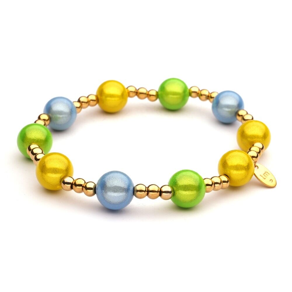 Bracciale LizzyMae in acciaio inossidabile oro verde-giallo-azzurro