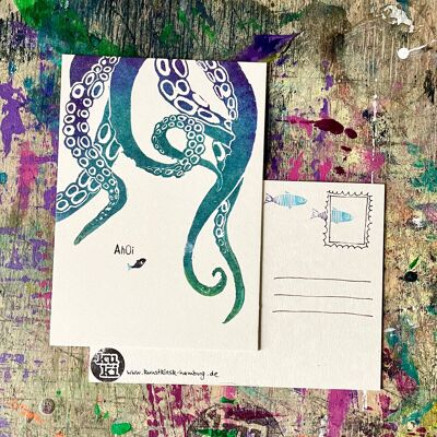 Card, postcard 580g paper A6 "Ahoy Kraken"