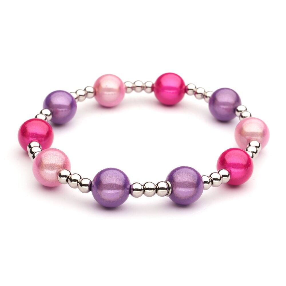 Bracciale LizzyMae in acciaio inossidabile argento fucsia-rosa-lilla