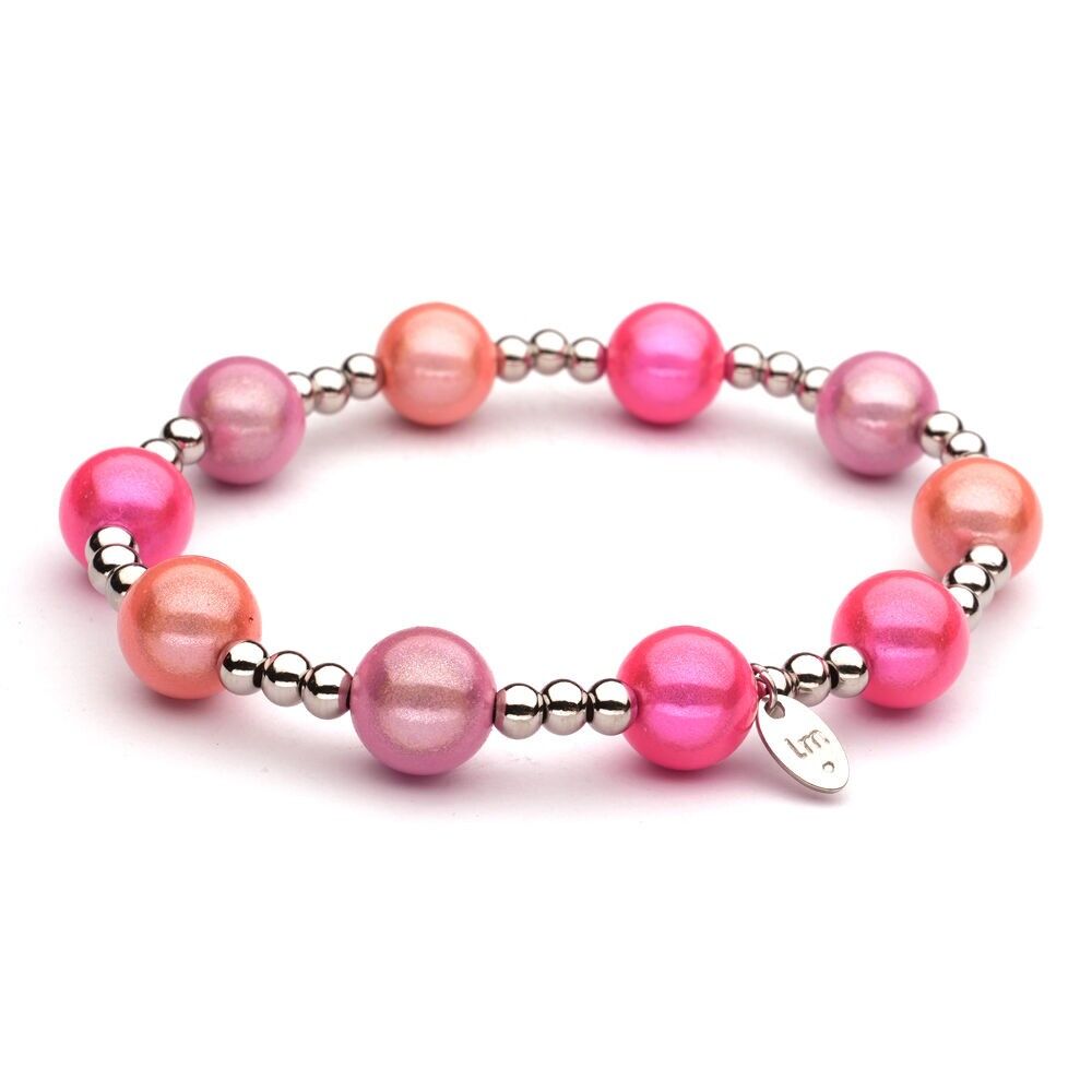 Bracciale LizzyMae in acciaio inossidabile argento fucsia-salmone-rosa