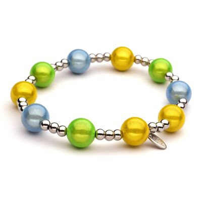 LizzyMae bracelet stainless steel silver lightblue-yellow-green