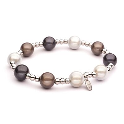 LizzyMae bracelet stainless steel silver darkgray-taupe-white