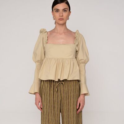 Blusa con volantes beige Chambre