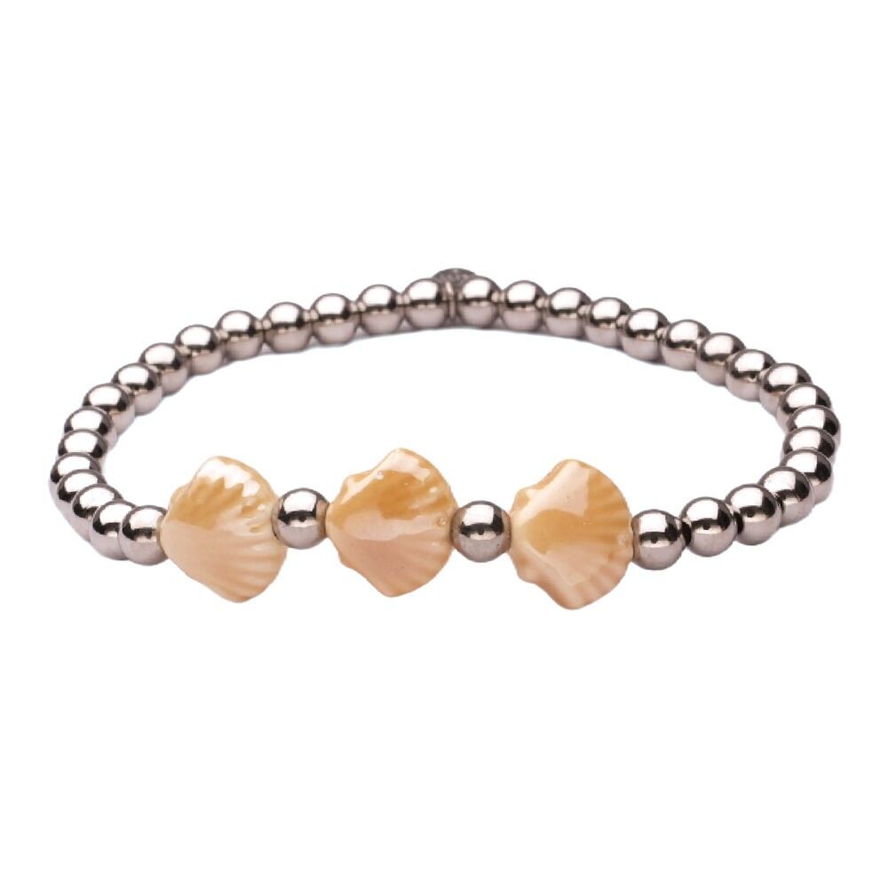 Bracciale LizzyMae in acciaio inossidabile argento conchiglia beige