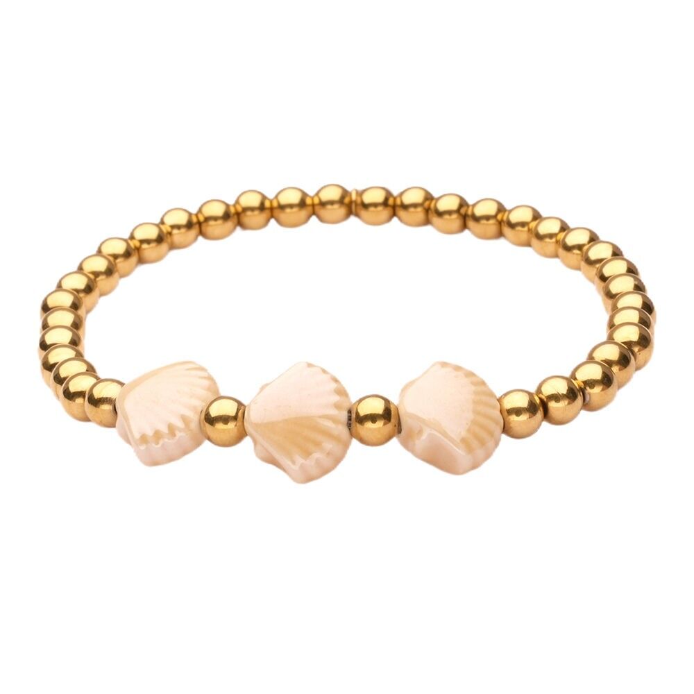 Bracciale LizzyMae in acciaio inossidabile con conchiglia dorata giallo chiaro