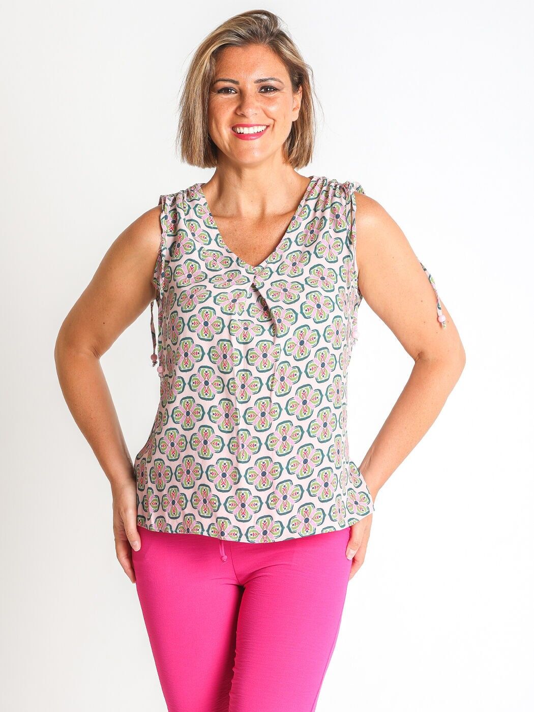 368042L HAUT EN CRÊPE DE VISCOSE IMPRIMÉ