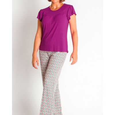 368174L T-SHIRT IN MAGLIA DI VISCOSA CON PETTO IN SPUGNA