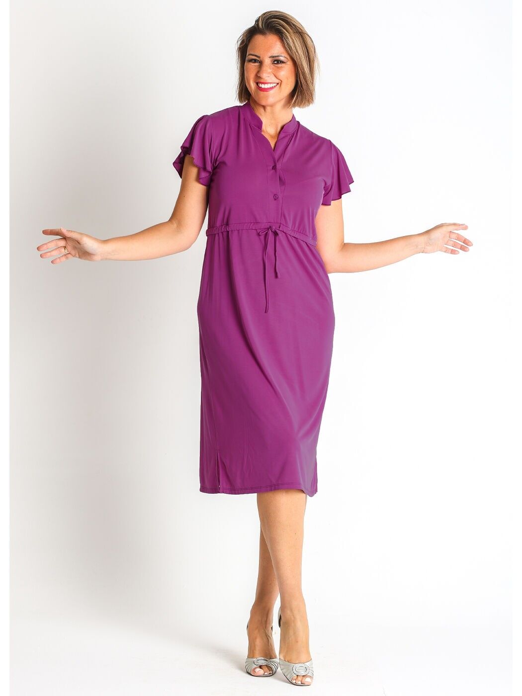 368180L ROBE EN TRICOT MODAL AVEC NŒUD À LA TAILLE