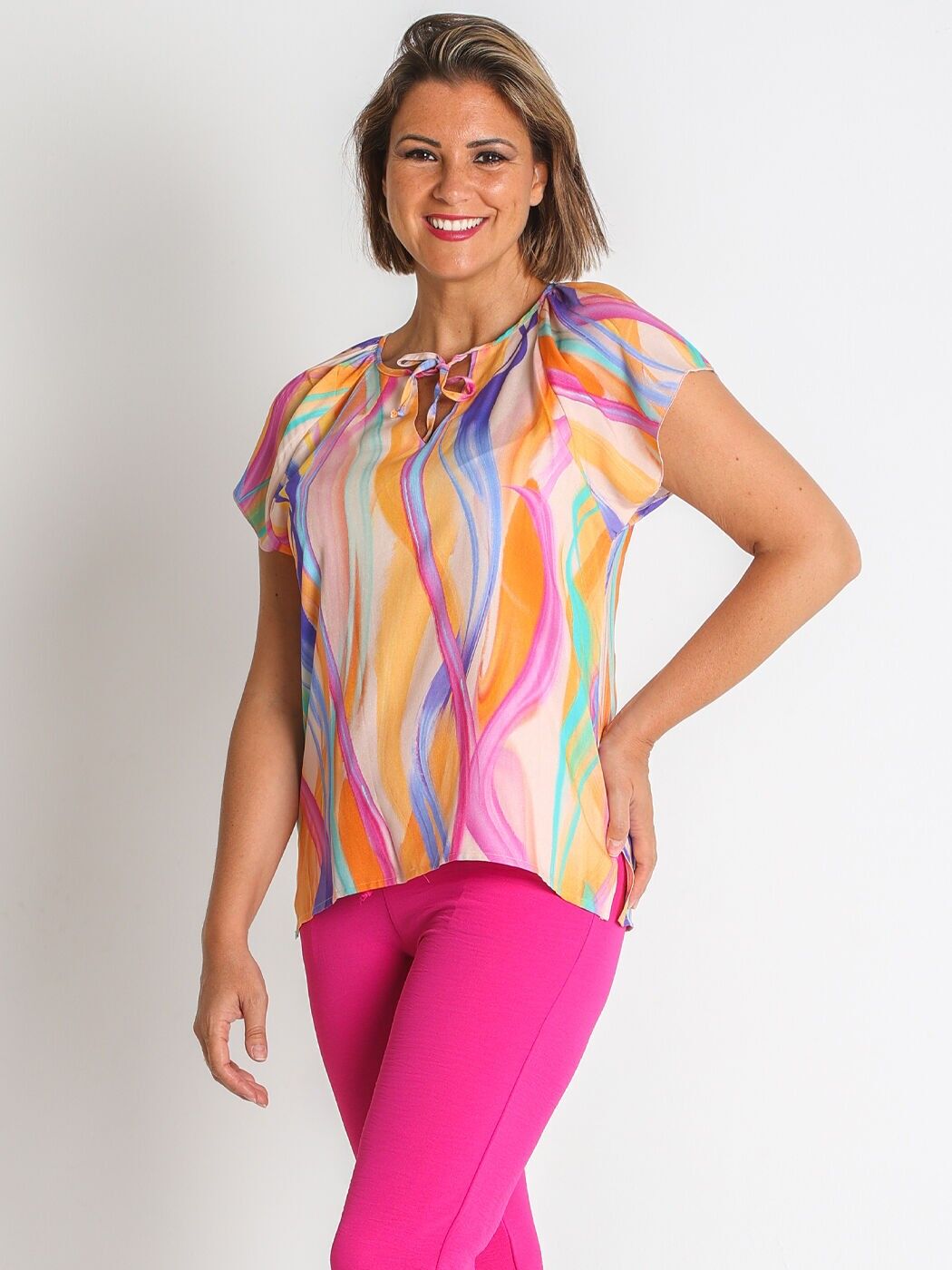 368202L BLOUSE EN VOILE DE VISCOSE IMPRIMÉ