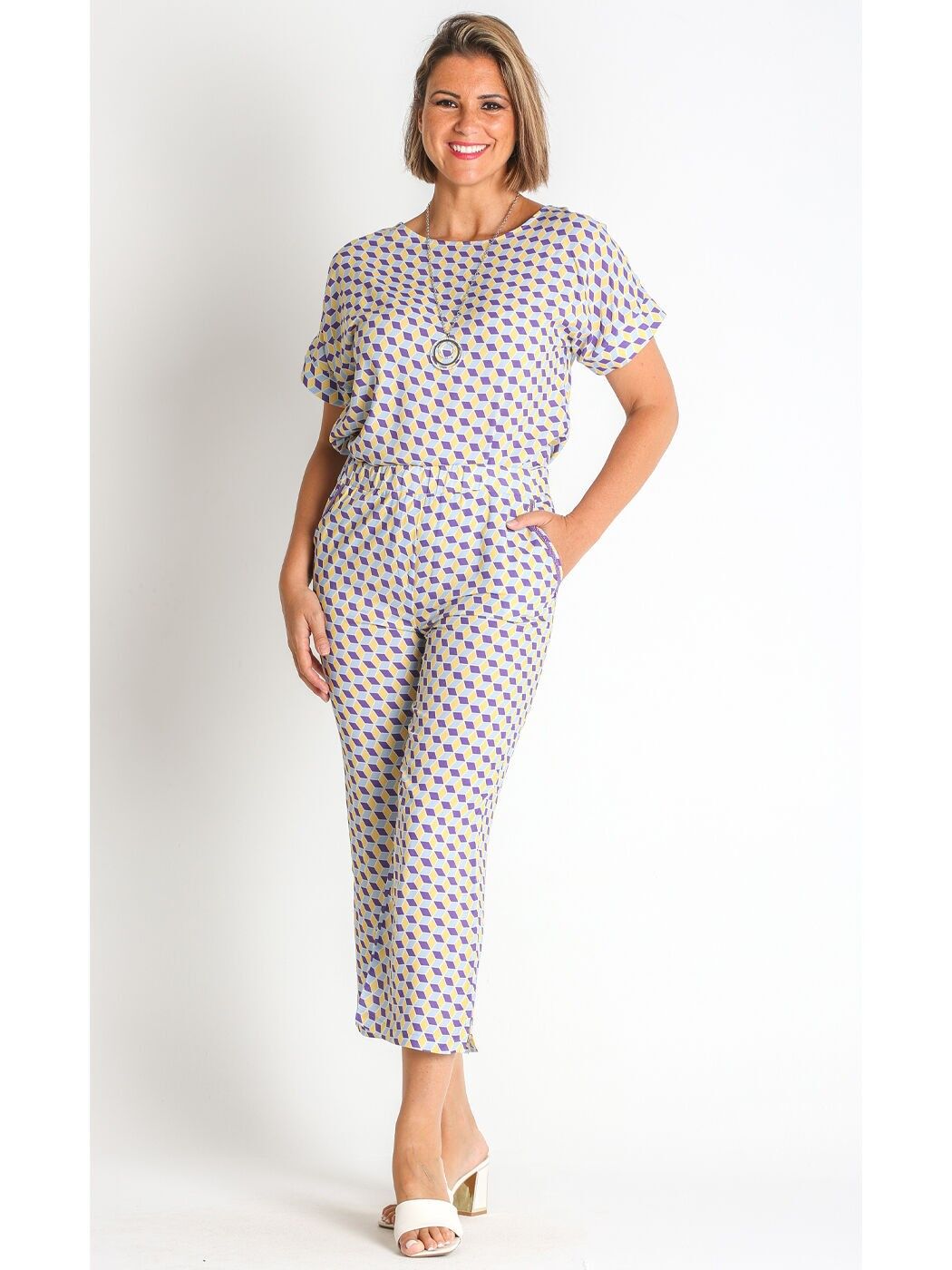 368220L PANTALON CORSAIRE EN VOILE DE VISCOSE IMPRIMÉ