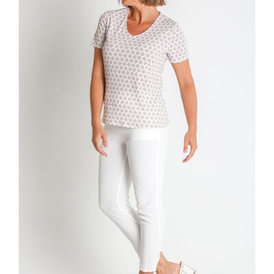 368244L T-SHIRT COL V EN MAILLE IMPRIMÉ