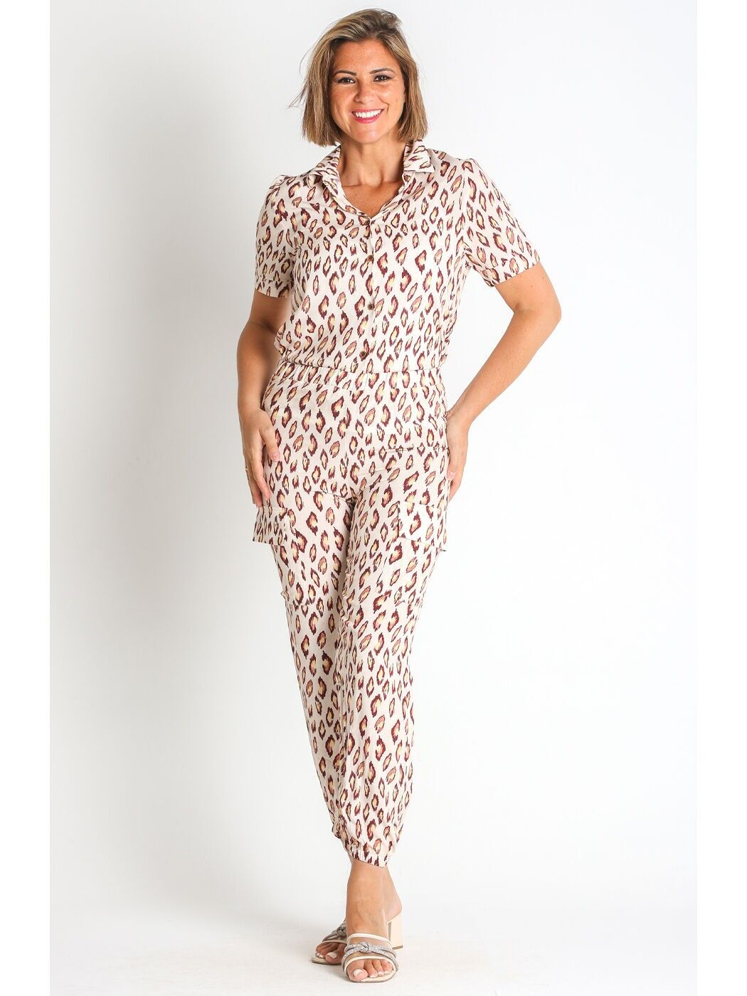 368260L PANTALON À POCHES EN VOILE DE VISCOSE IMPRIMÉ