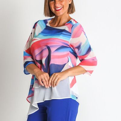 368484L BLUSA GASA ESTAMPADA BAJO ASIMETRICO