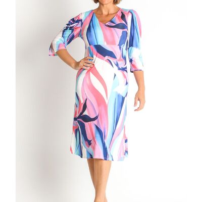 368486L ROBE EN MAILLE IMPRIMÉE AVEC COUPE À LA TAILLE