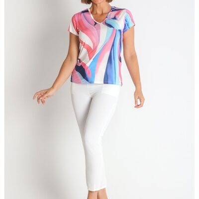 368482L T-SHIRT EN MAILLE IMPRIMÉ AVEC STRASS