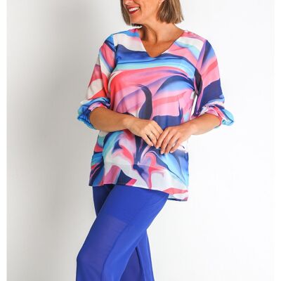 368498L BLUSON IN CHIFFON STAMPATO CON MANICA A 3/4