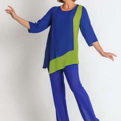 368506L BLUSA IN DOPPIA GARZA CON ORLO ASIMMETRICO
