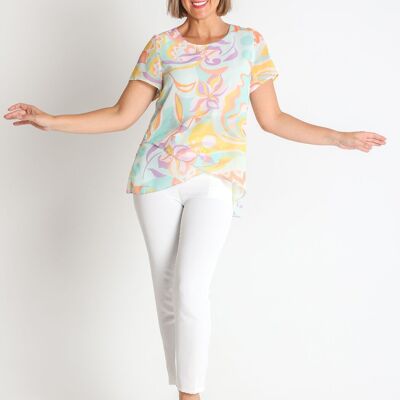 368526L BLOUSE EN CRÊPE AVEC IMPRESSION À OURLET ASYMÉTRIQUE