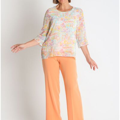 368528L BLOUSON EN CRÊPE IMPRIMÉ MANCHES 3/4