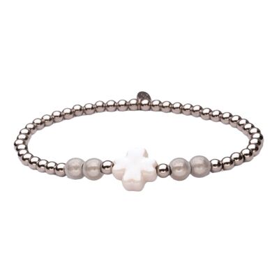 LizzyMae bracelet stainless steel silver clover white