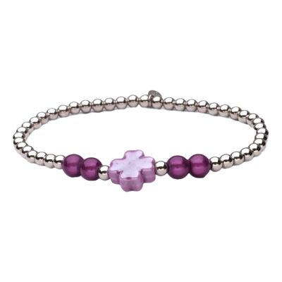 LizzyMae bracelet stainless steel silver clover lilac