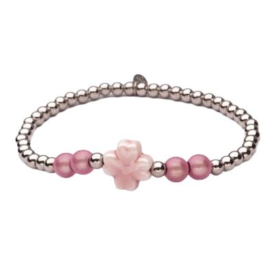 LizzyMae bracelet stainless steel silver clover lightpink