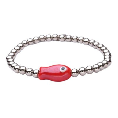 LizzyMae bravelet acero inoxidable plata pez rojo