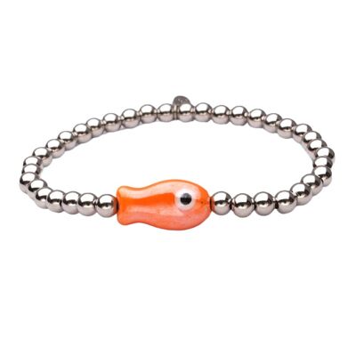 Bracelet LizzyMae en acier inoxydable argenté poisson orange