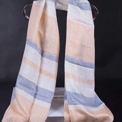 Écharpe rayée en lin et viscose