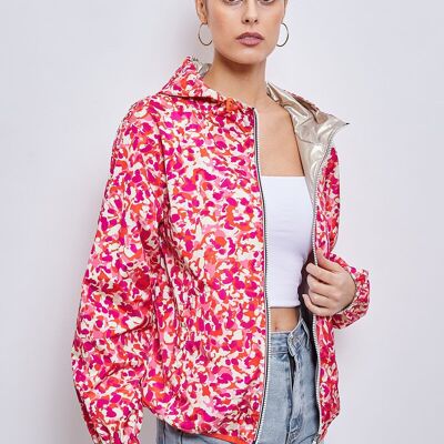 3116- Parka courte Réversible Imperméable, Imprimé liberty