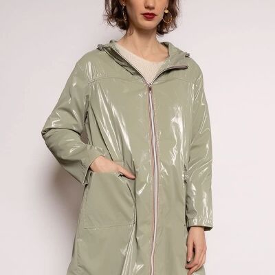 22011- Parka larga encerada, cortavientos ligero e impermeable
