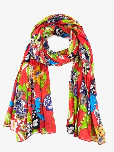 Pañuelo o pareo floral de algodón para mujer