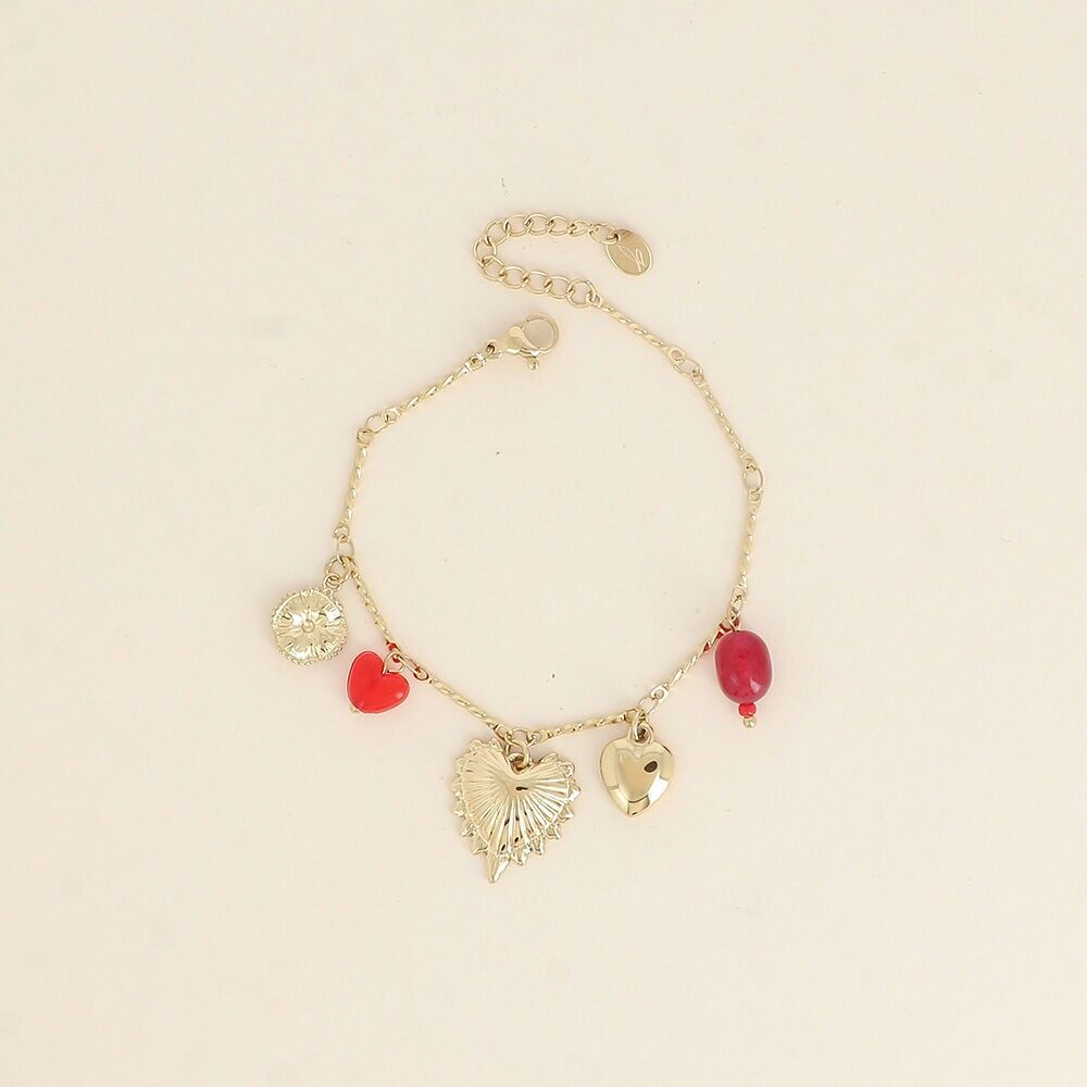 Armband - Herzen, Kleeblatt und Perlen