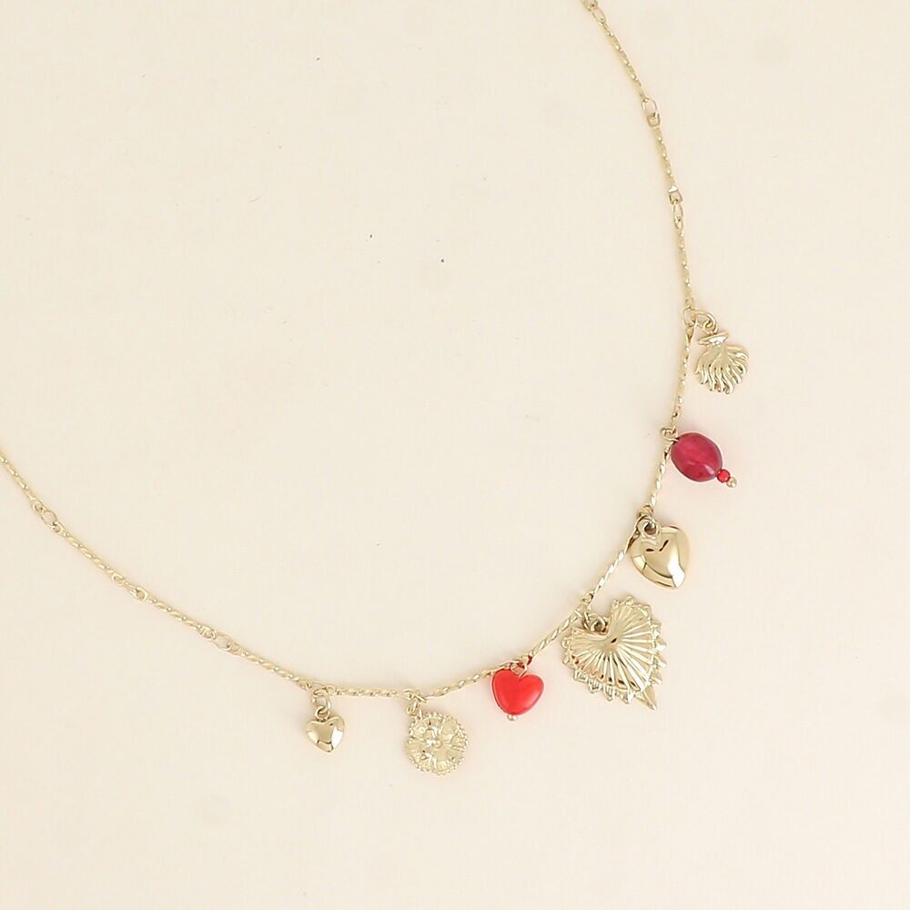 Halskette - Herzen, Kleeblatt und Perlen