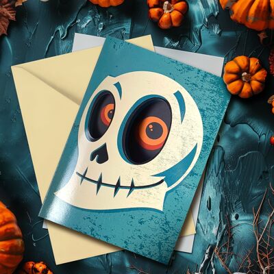 Biglietto di Halloween con teschio ritagliato