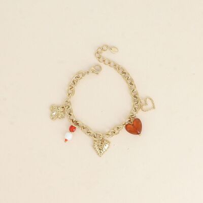 Bracelet - hearts, clover, pearls