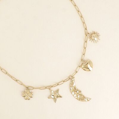 Collana - sole, cuore, luna, stella e trifoglio