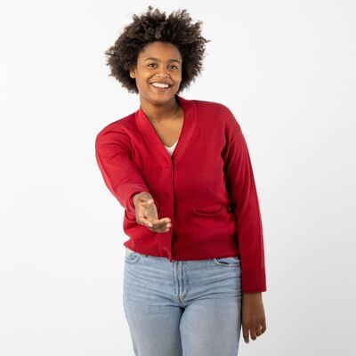 Cardigan Tapti in cotone biologico rosso Fair Trade