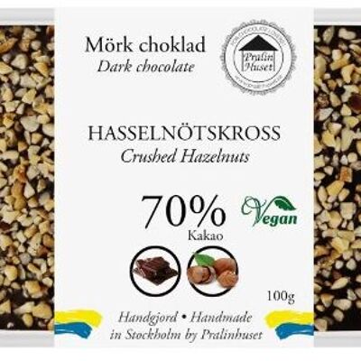 70% Vegan Dark Chocolate - Crushed Hazelnuts (100g)