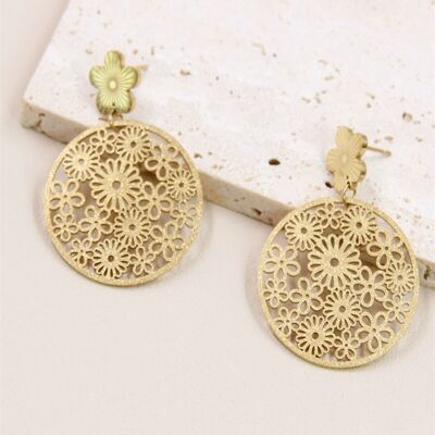 Pendientes de flores de acero inoxidable
