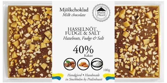 Cioccolato al latte 40% - Nocciole, fondente e sale marino (100 g)