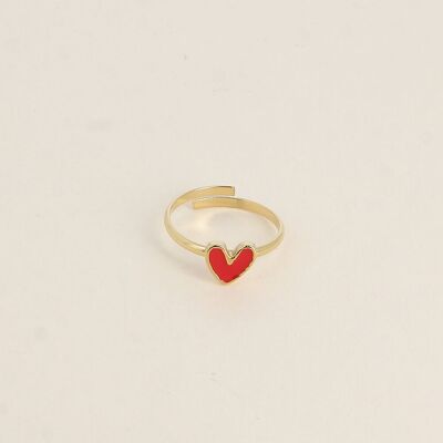 Bague - coeur émaillé