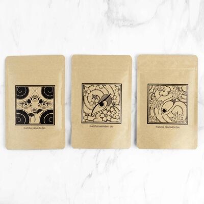 Trío de degustación de variedades de uva: té orgánico Saemidori 50 g, Okumidori 50 g y Yabukita 50 g (1 de cada uno)