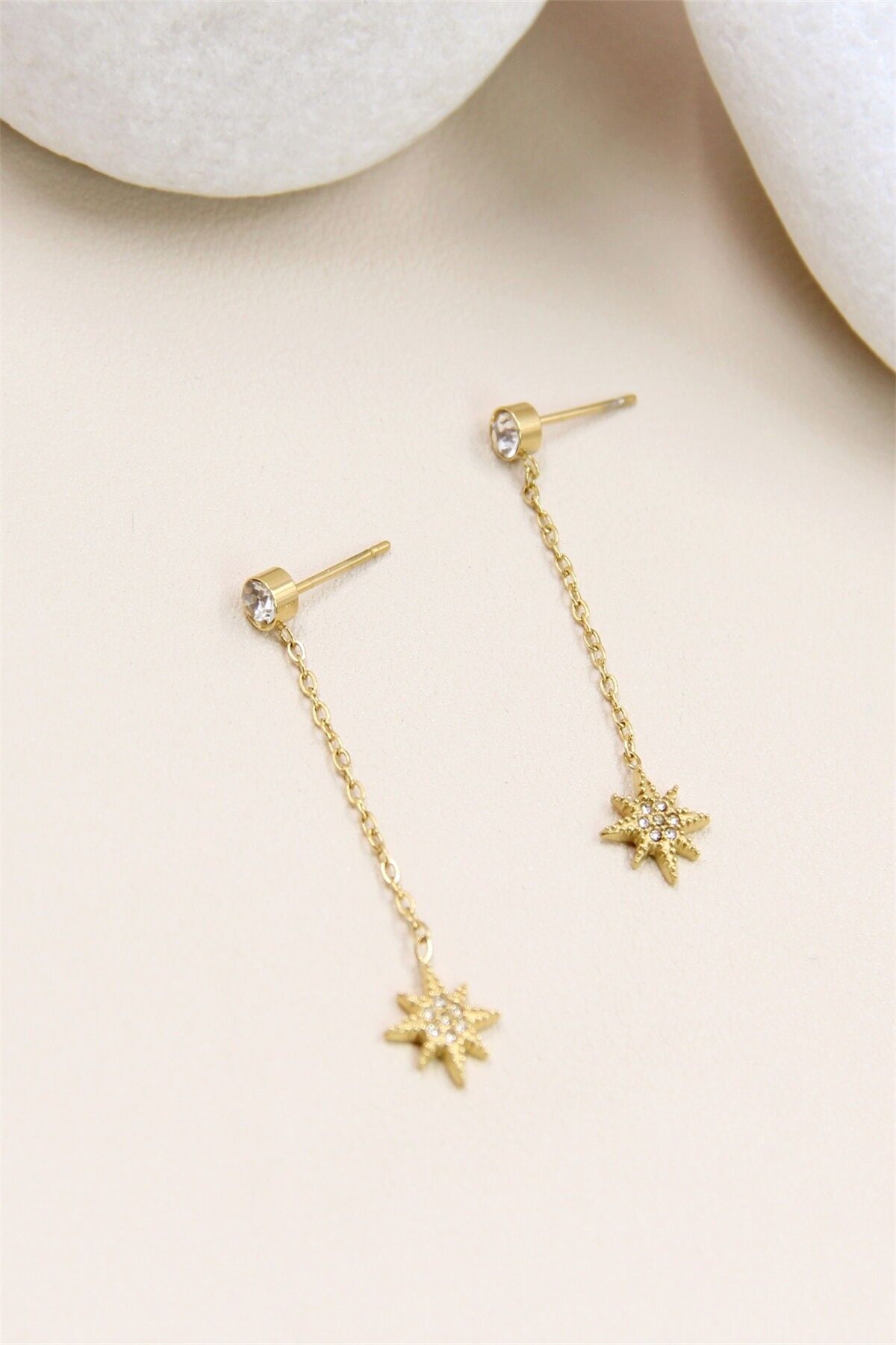 Sternohrring mit Strasssteinen aus Edelstahl – Sparkle & Style