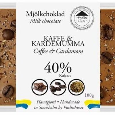 Chocolat au lait 40 % - Café et cardamome (100 g)